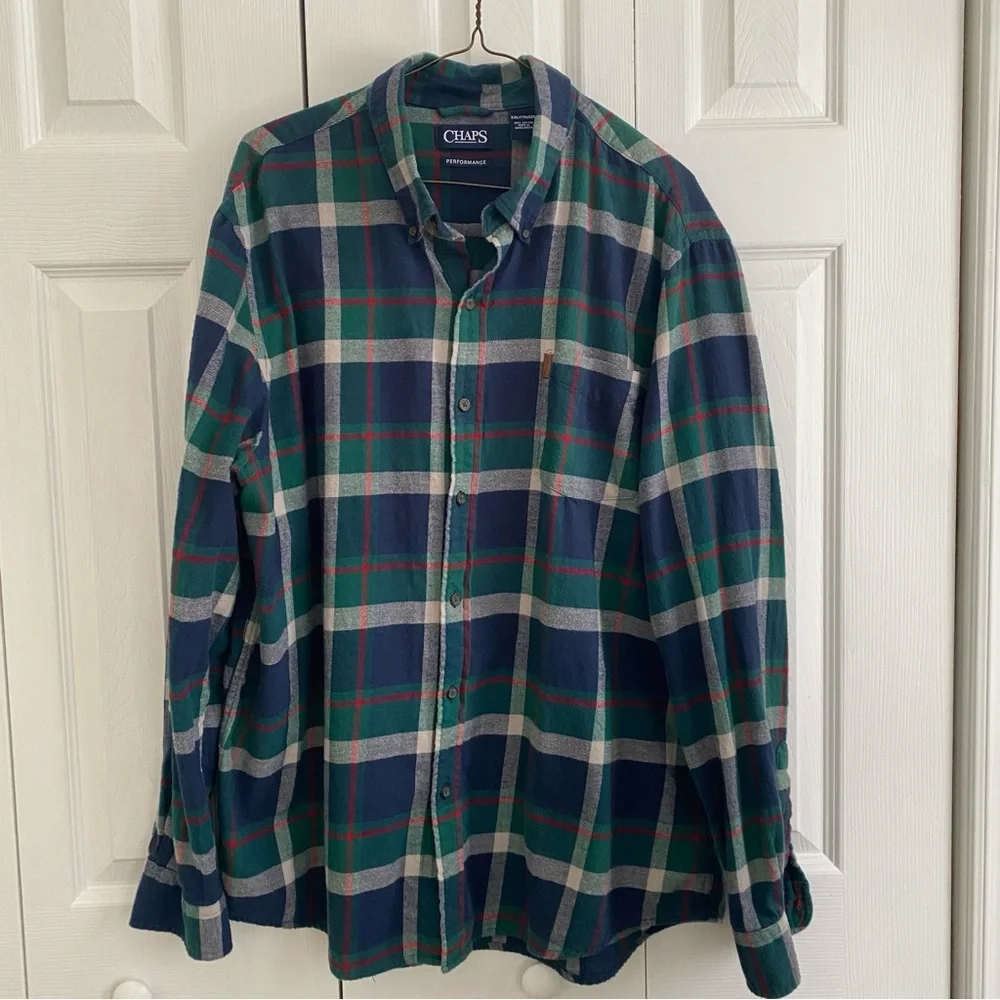 Ralph Lauren Chaps Performance Plaid Checked Button Down Shirt Size XXL - Picture 11 of 11